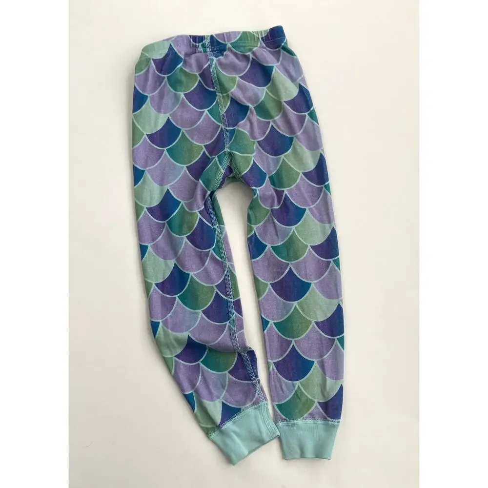 Hanna Andersson Mermaid Scales Long John Pajamas - Purple Green Blue - 4 or 100
